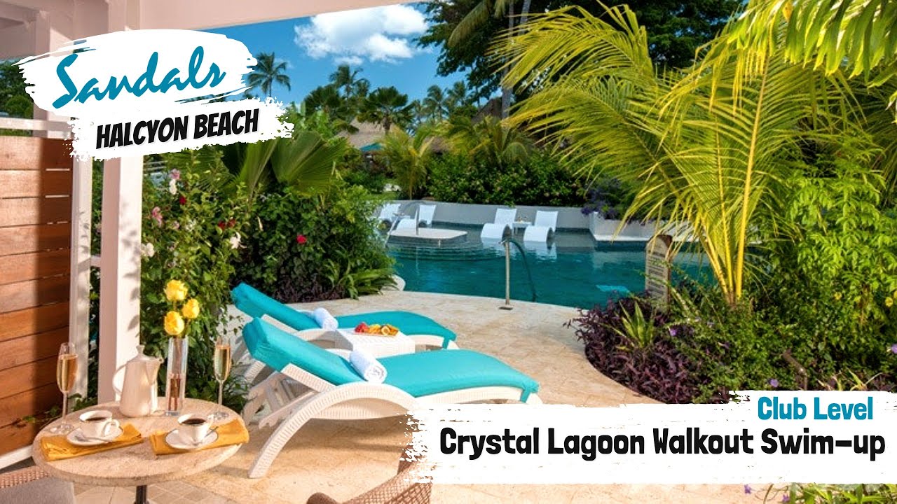 Crystal Lagoon Walkout Swim-up Club Level (WPL) | Sandals Halcyon Beach, St Lucia | Tour & Review 4K