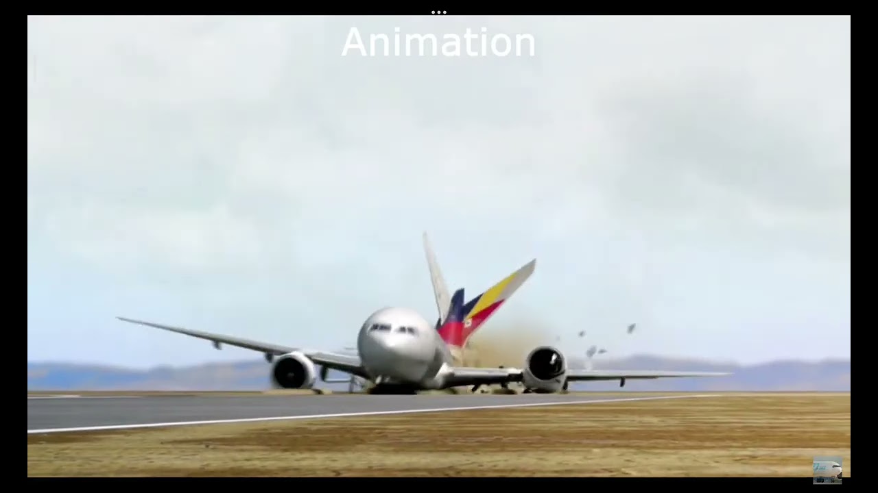 Asiana Airlines crash animation vs real life