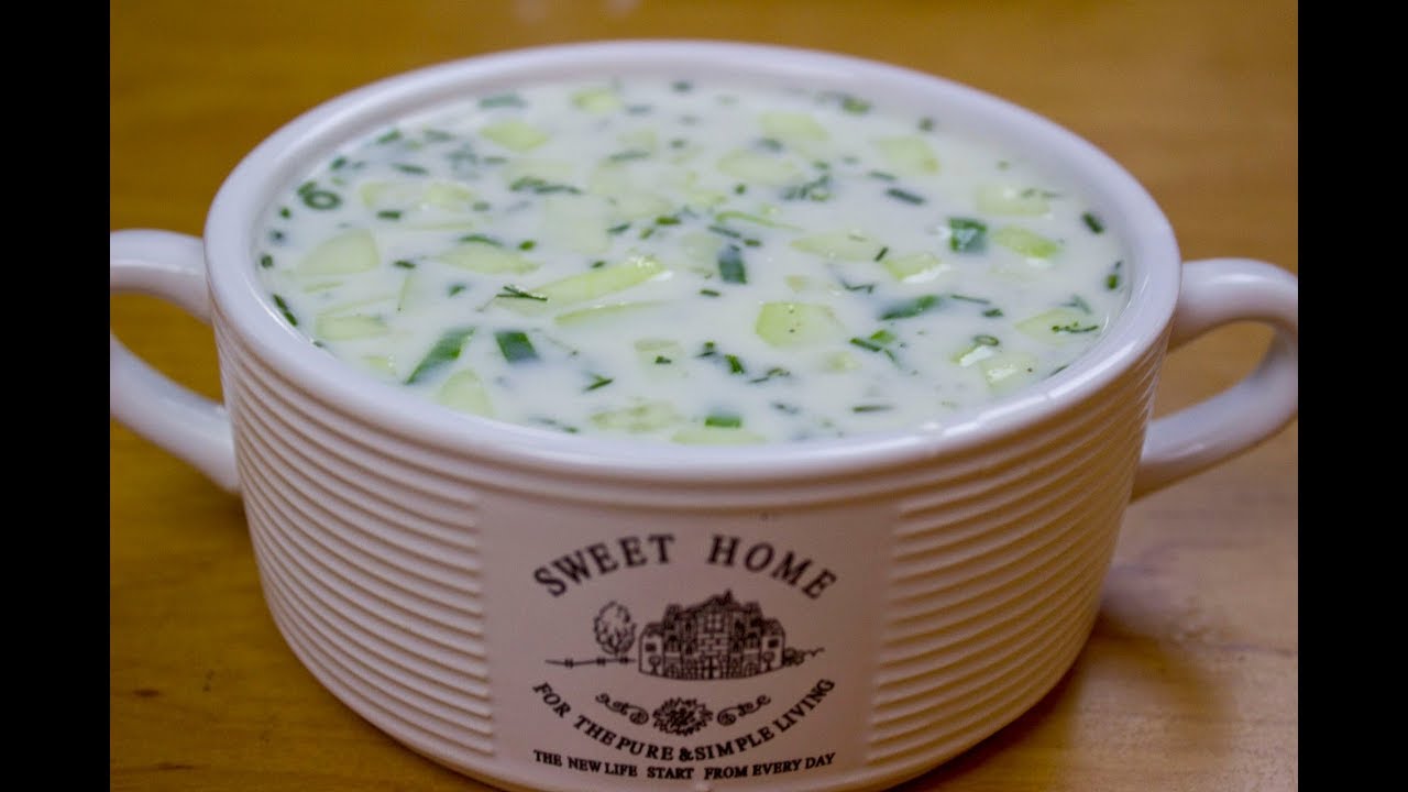 Окрошка.  Okroshka. Sopa rusa de verano. Muy rica y refrescante. sub esp