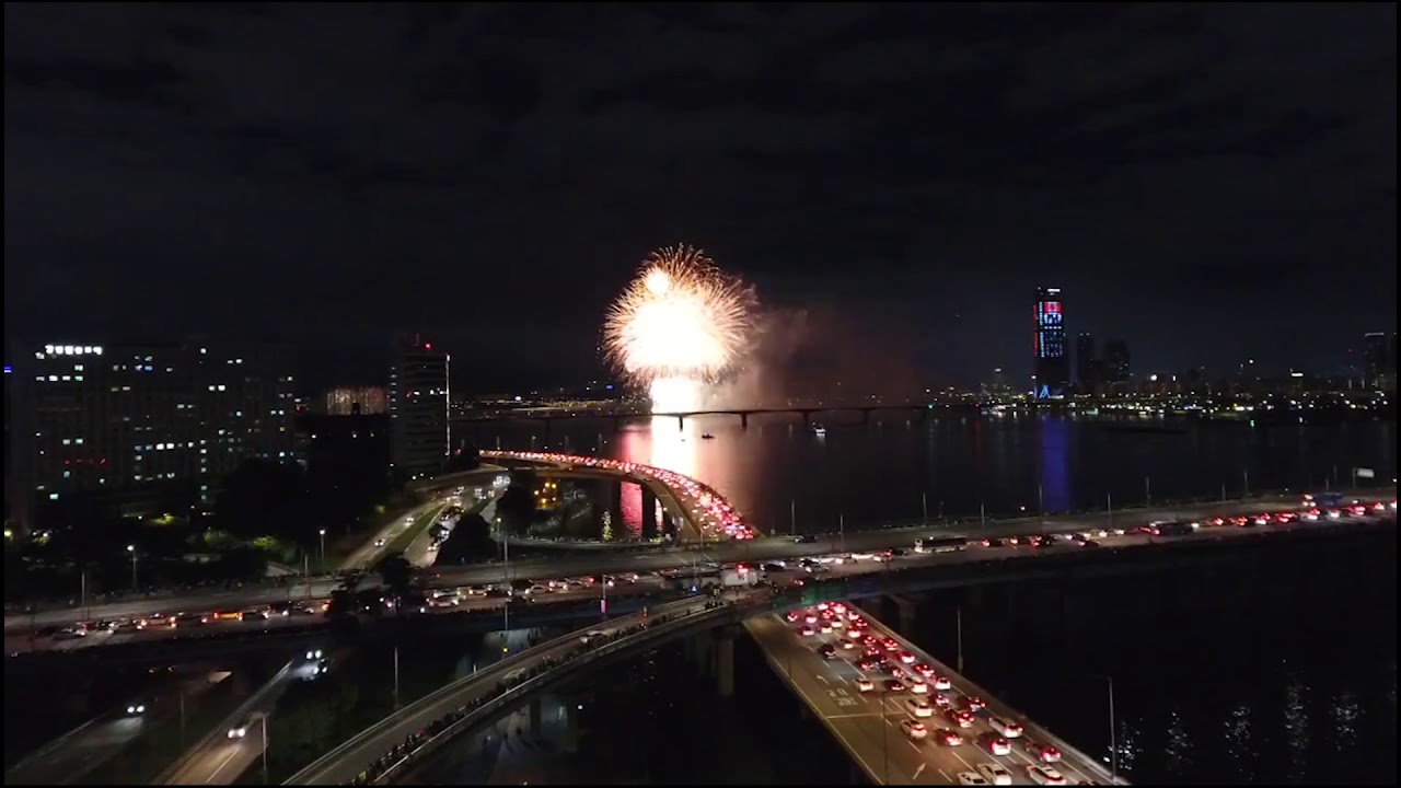 Seoul Fireworks Festival on the Han River by drone