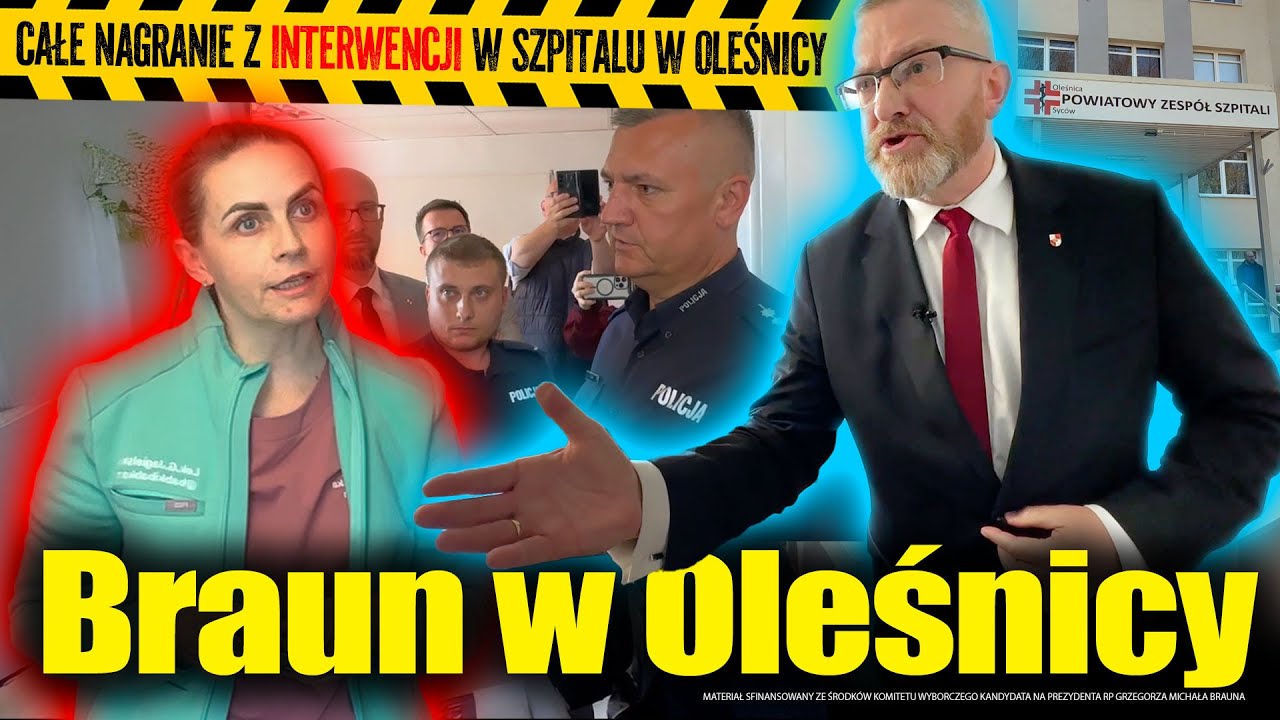 CAŁE nagranie z interwencji w szpitalu w Oleśnicy. Grzegorz Braun i Roman Fritz