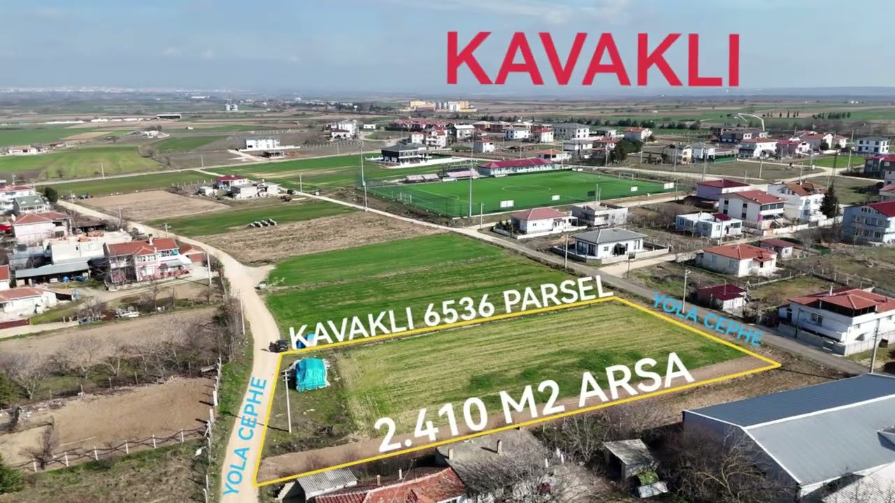 KIRKLARELİ KAVAKLI TOPLU VİLLA YERİ 3 KAT %30 İMAR 2.410 M2 ARSA