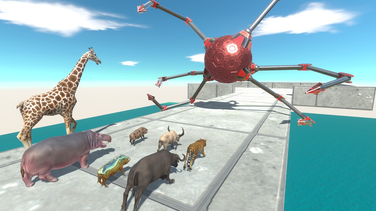 Who Can Dodge the Steel Tentacle Attacks from the Giant Robots - Animals or Dinosaurs?