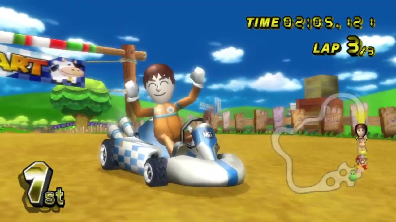 Maurits races in a VS mode on Mario Kart Wii