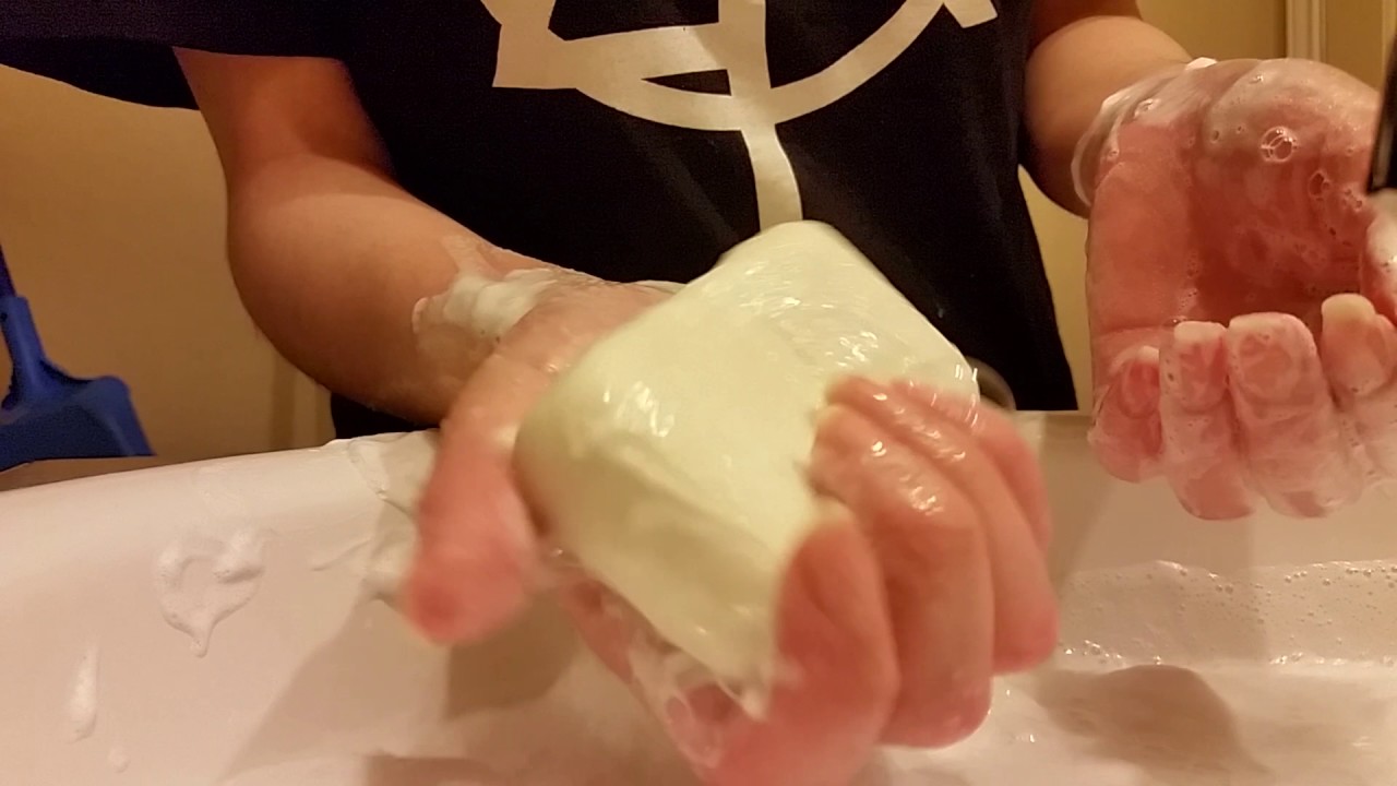 Dove & Dial white soap lathering