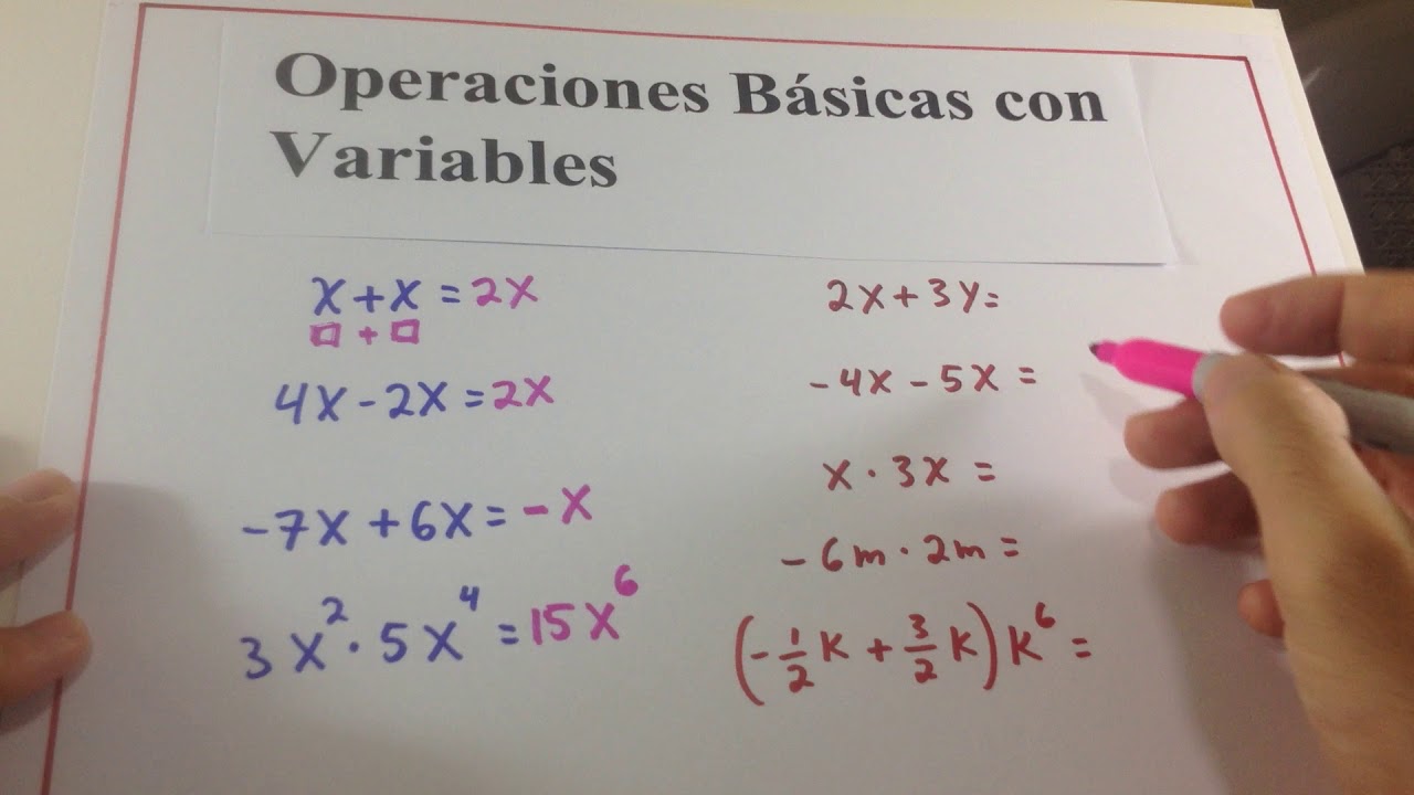Matem&aacute;tica B&aacute;sica - Operaciones b&aacute;sicas con Variables