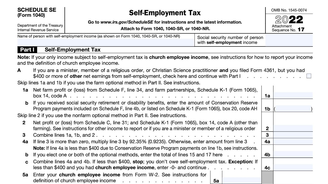 Schedule SE walkthrough (Self-Employment Tax)
