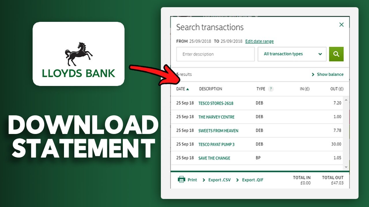 How to Download Statement from Lloyds Bank