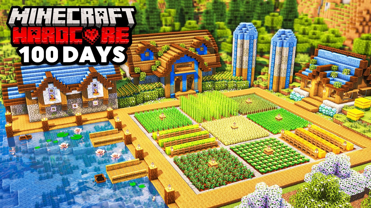 I Survived 100 Days Building the ULTIMATE FARM in Minecraft Hardcore