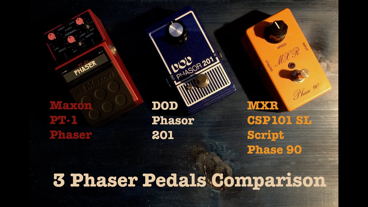 3 Phaser pedals comparison: MXR Script Phase 90; DOD Phasor 201; and Maxon PT-1 Phaser フェイザー 比較