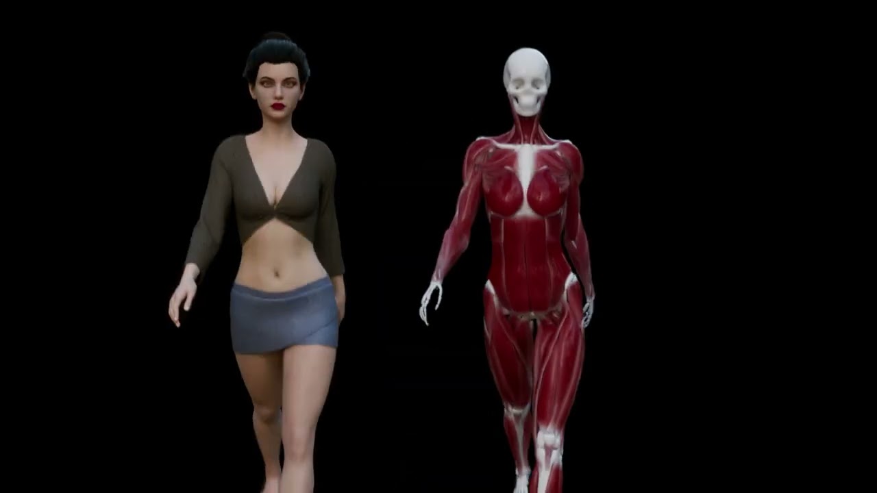 Houdini girl muscle sim  , render for karma xpu
