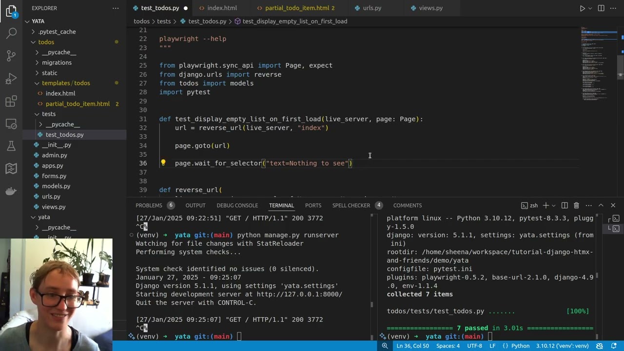 Playwright for Django demo - workshop content. See description for details