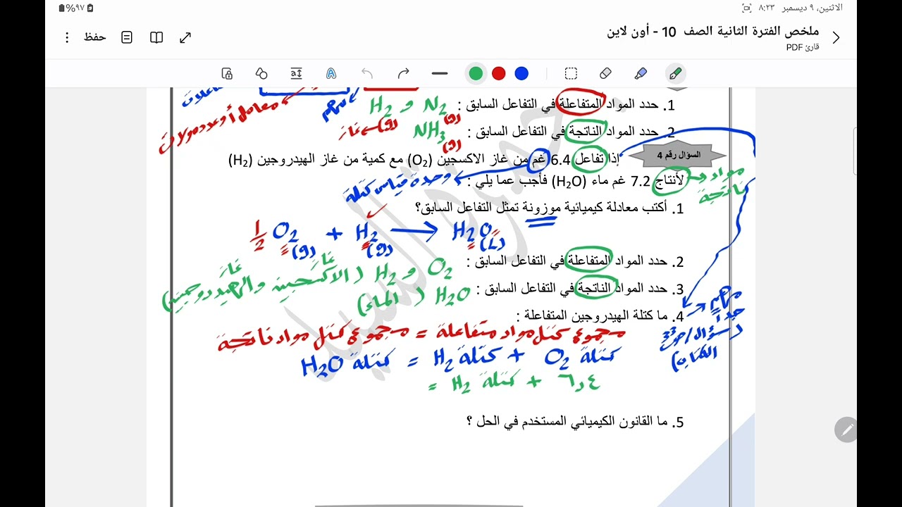 الحصة ١ : قوانين الاتحاد الكيميائي