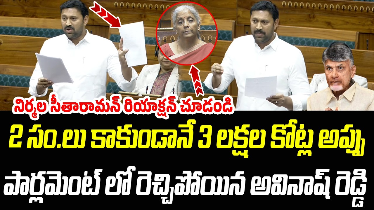 ఏపీ అప్పులపై పార్లమెంట్ లో రెచ్చిపోయిన అవినాష్ రెడ్డి.. నిర్మల రియాక్షన్ చూడండి | Praja Chaithanyam