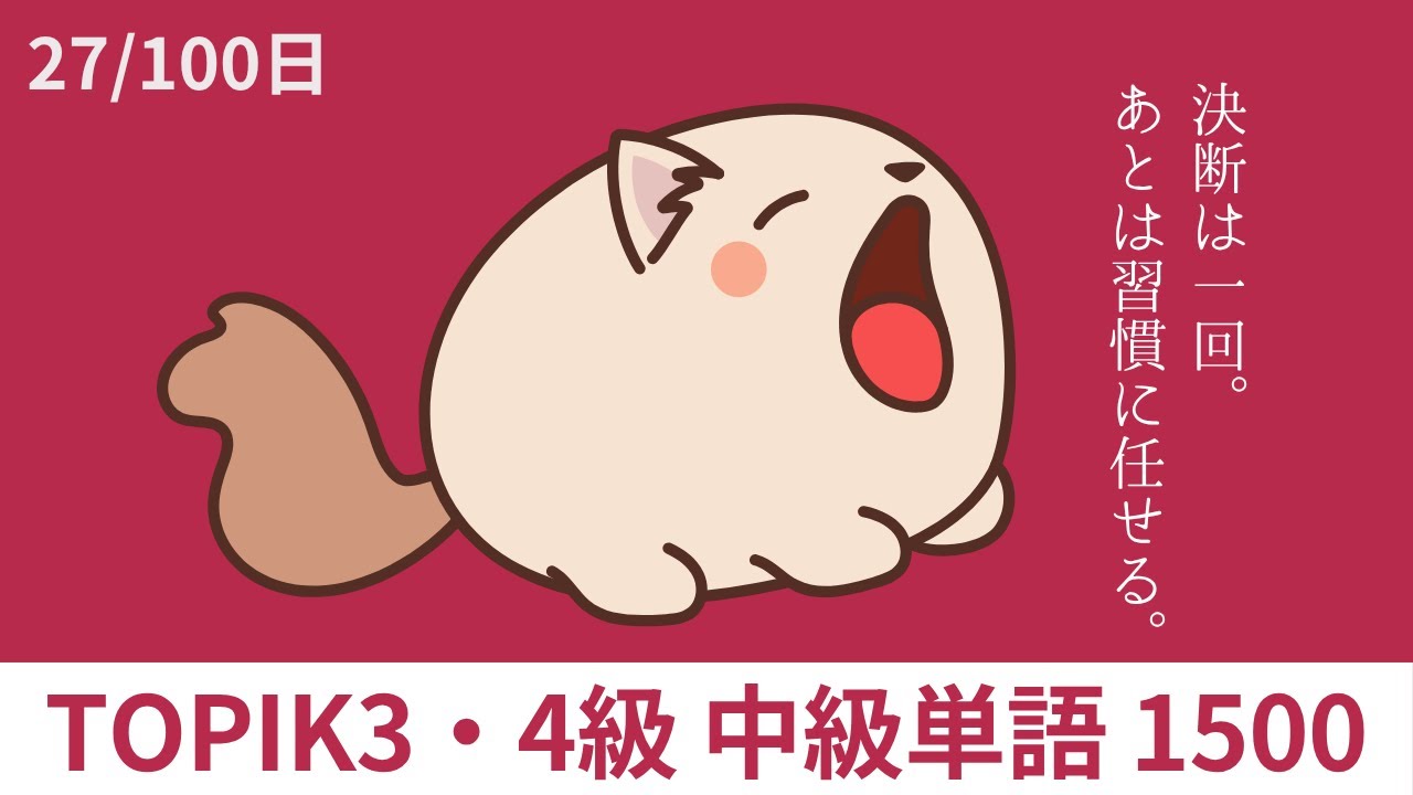 漢字表記付きで覚えやすい韓国語TOPIK3・4級中級単語1500【27/100日】