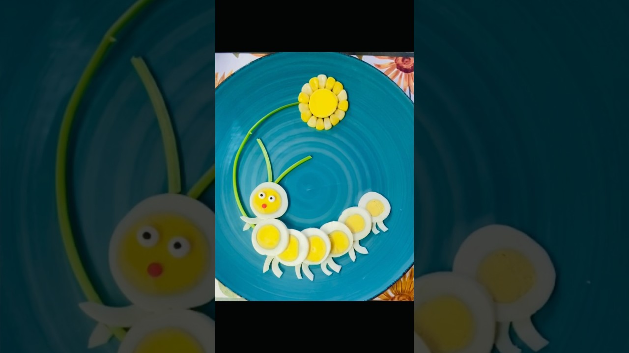 Make a simple boiled Eggs Caterpillar/ Easy food Art #shorts #craft #art #flower #bug #eggs #foodie