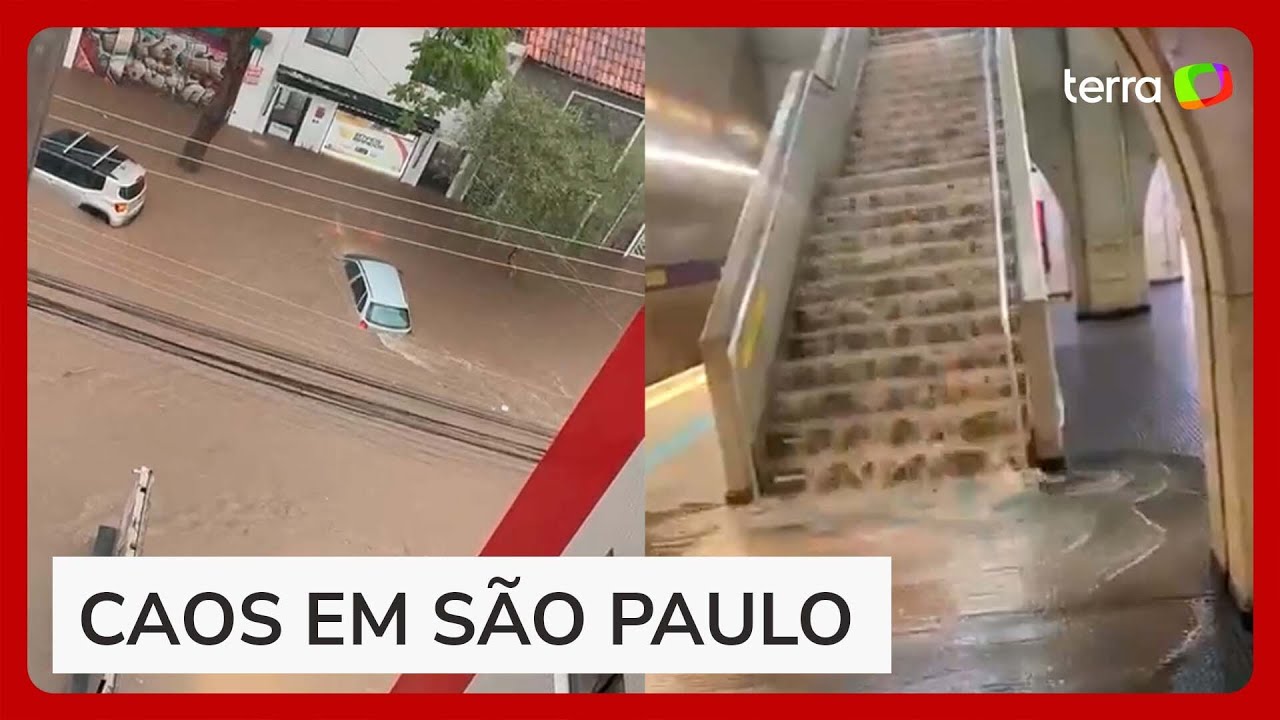 Temporal em SP deixa carros submersos, estação do metrô ‘debaixo d´água’ e móveis boiando pelas ruas