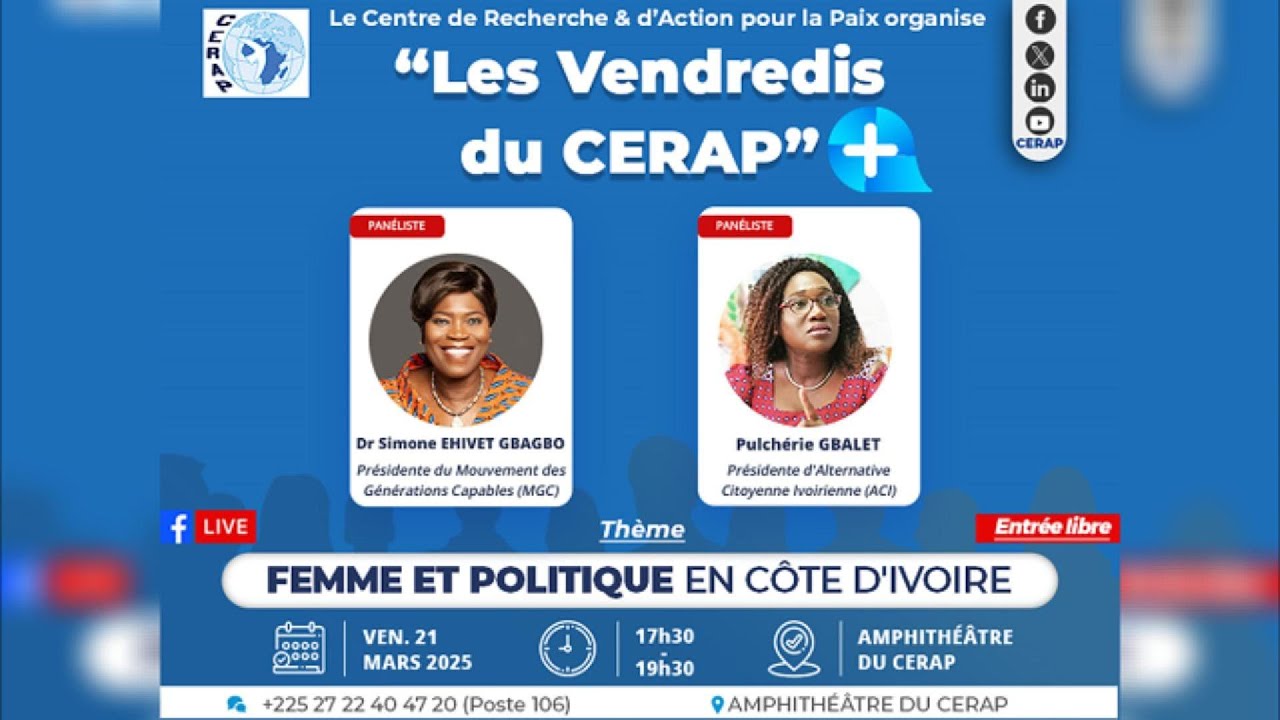 Femme et politique en Côte d'Ivoire | Conférence du 46e VDC+ au CERAP 21/03/2025