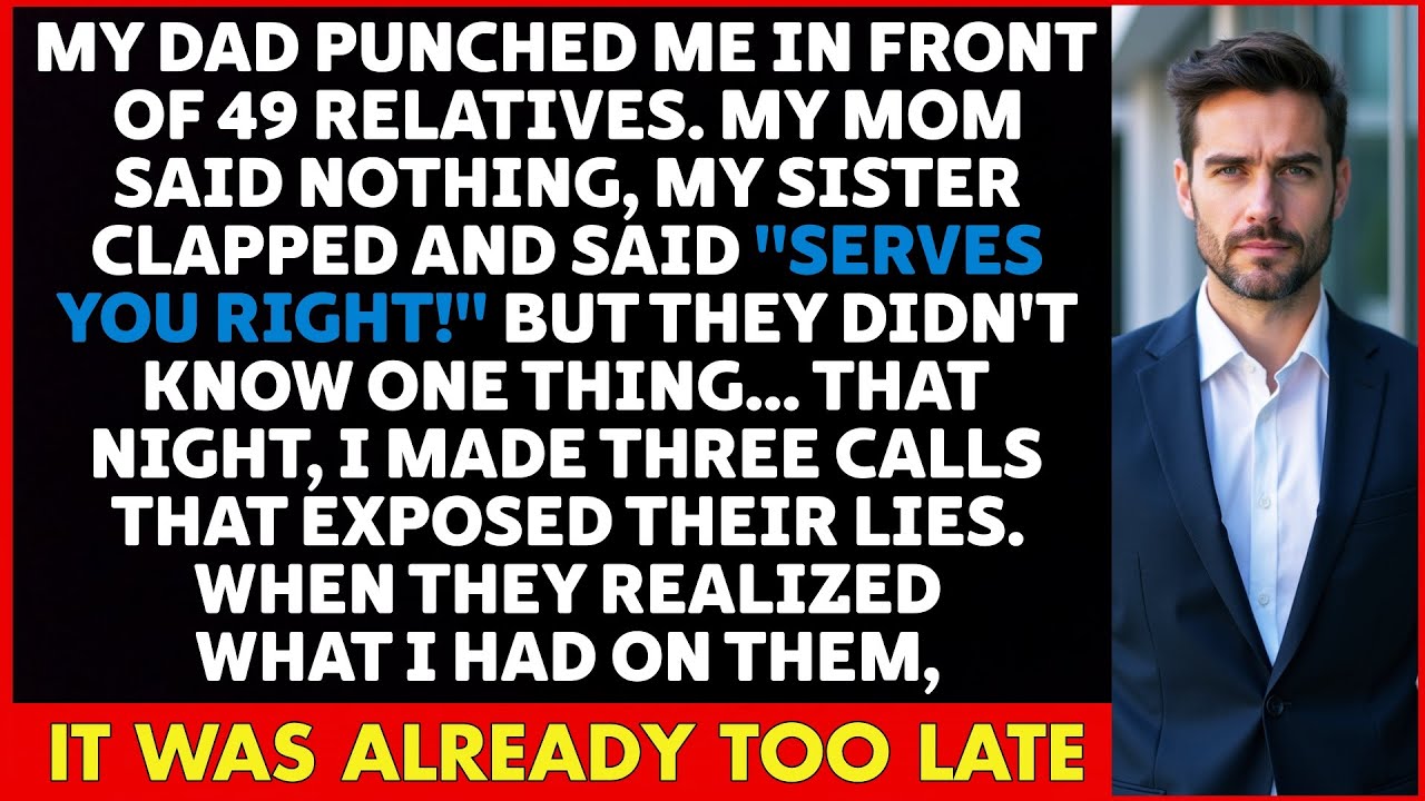 Dad PUNCHED me at dinner, mom stayed SILENT, sister CLAPPED — Then I made 3 CALLS that RUINED them