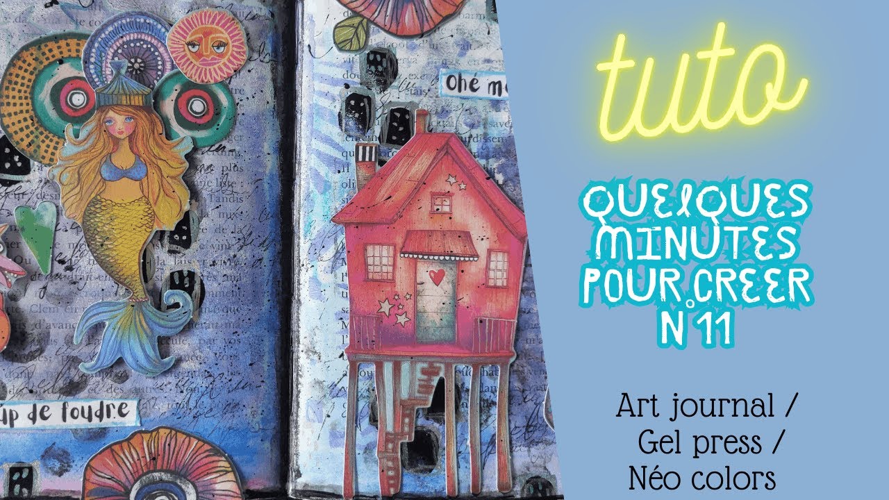 QMPC n°11 / Quelques minutes pour créer  #caméléonscrap #gelpress  #artjournal #artjournaltutorial