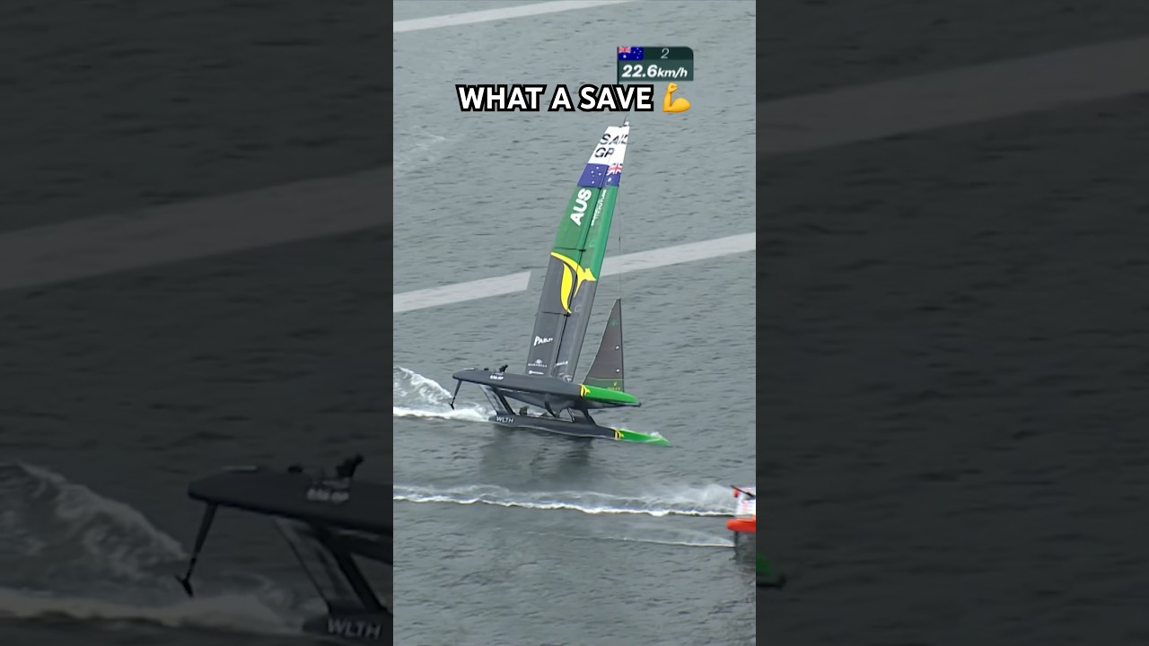 WHAT A SAVE from the Australians 😬 #SailGP #racing #sailing #capsize