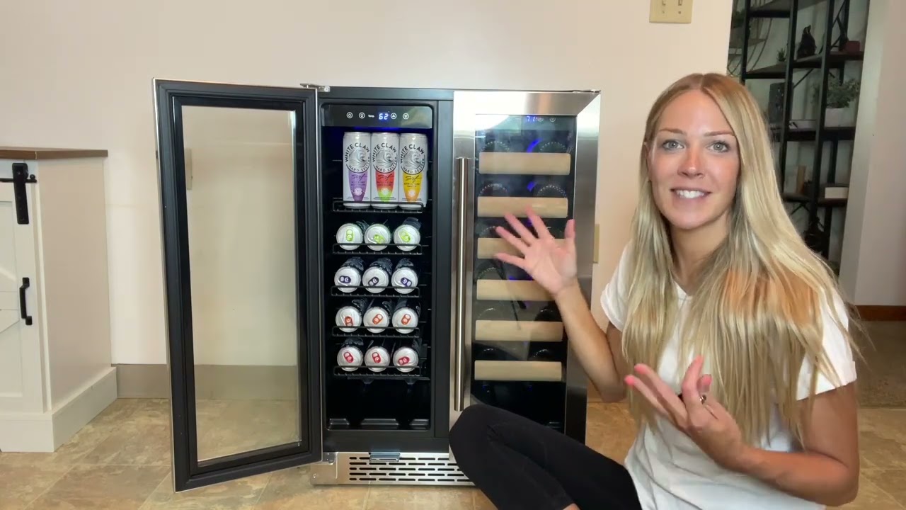 Yeego 24&rdquo; Compressor Wine and Beverage Cooler Refrigerator Dual Zone French Door