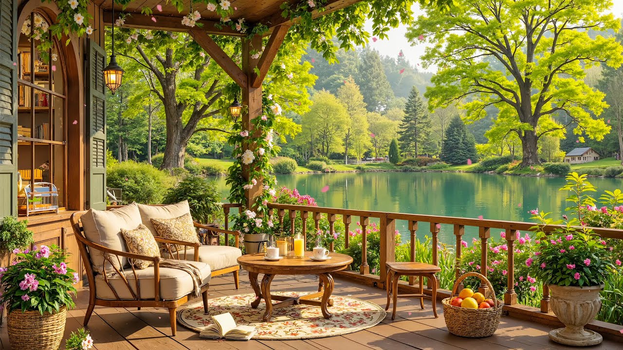 🌿 Spring Riverside Café Jazz 🌸 Soft Smooth Jazz for Deep Focus & Peaceful Days