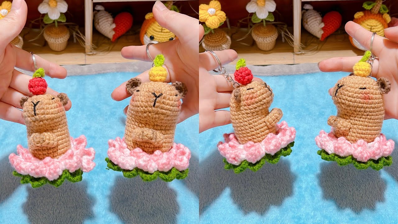 Hướng dẫn móc Capybara ngồi đài sen | Mẹ tít handmade