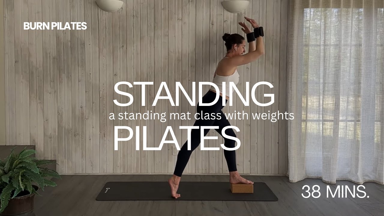 38 MIN. STANDING MAT CLASS | With Weights + Yoga block | Home Pilates Class