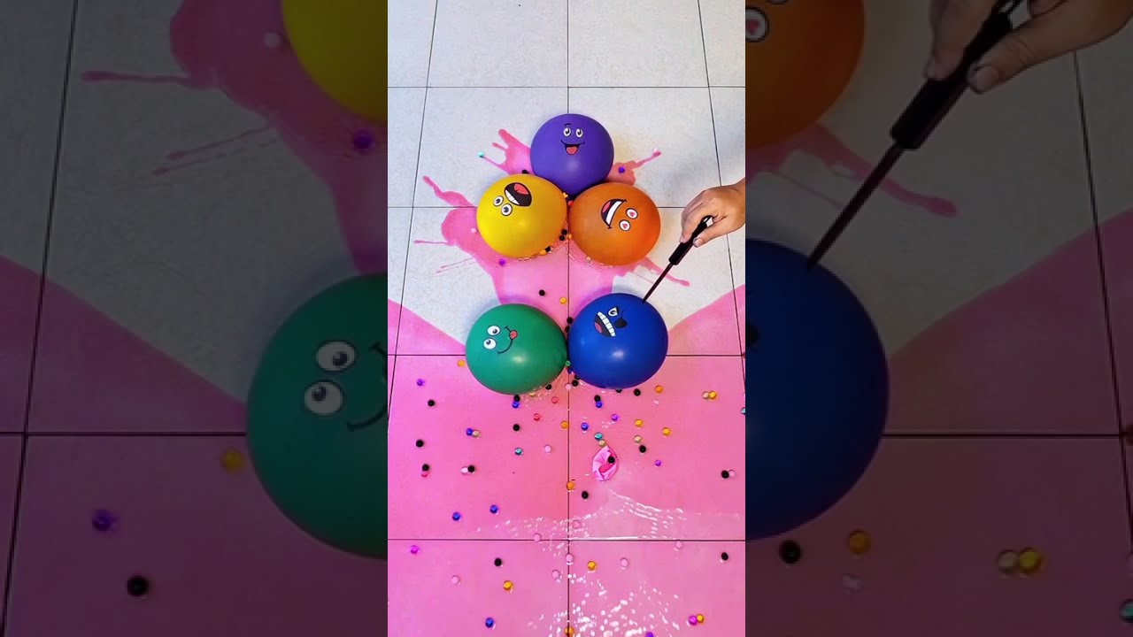 Compilation Satisfying Popping Smile Balloon Emoji Water Color Orbeez Part 77