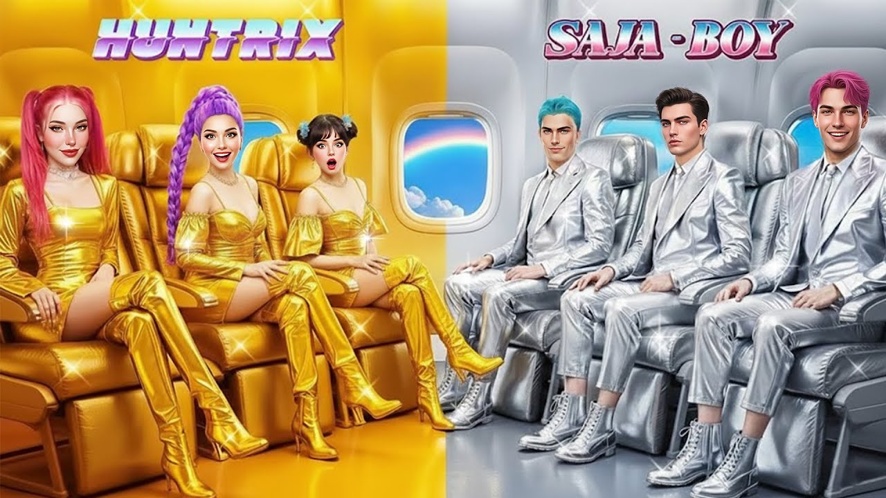 KPop Demon Hunters Makeover! Gold vs Silver Couple From Huntrix vs Saja Boys In Airplane