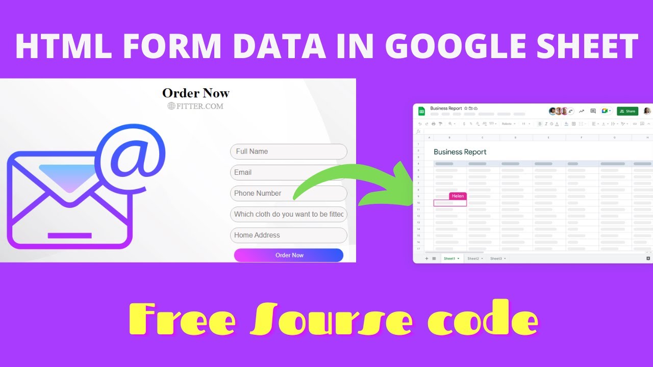 How to send HTML form data to google sheets, how to send form data in excel, Form to excel sheet