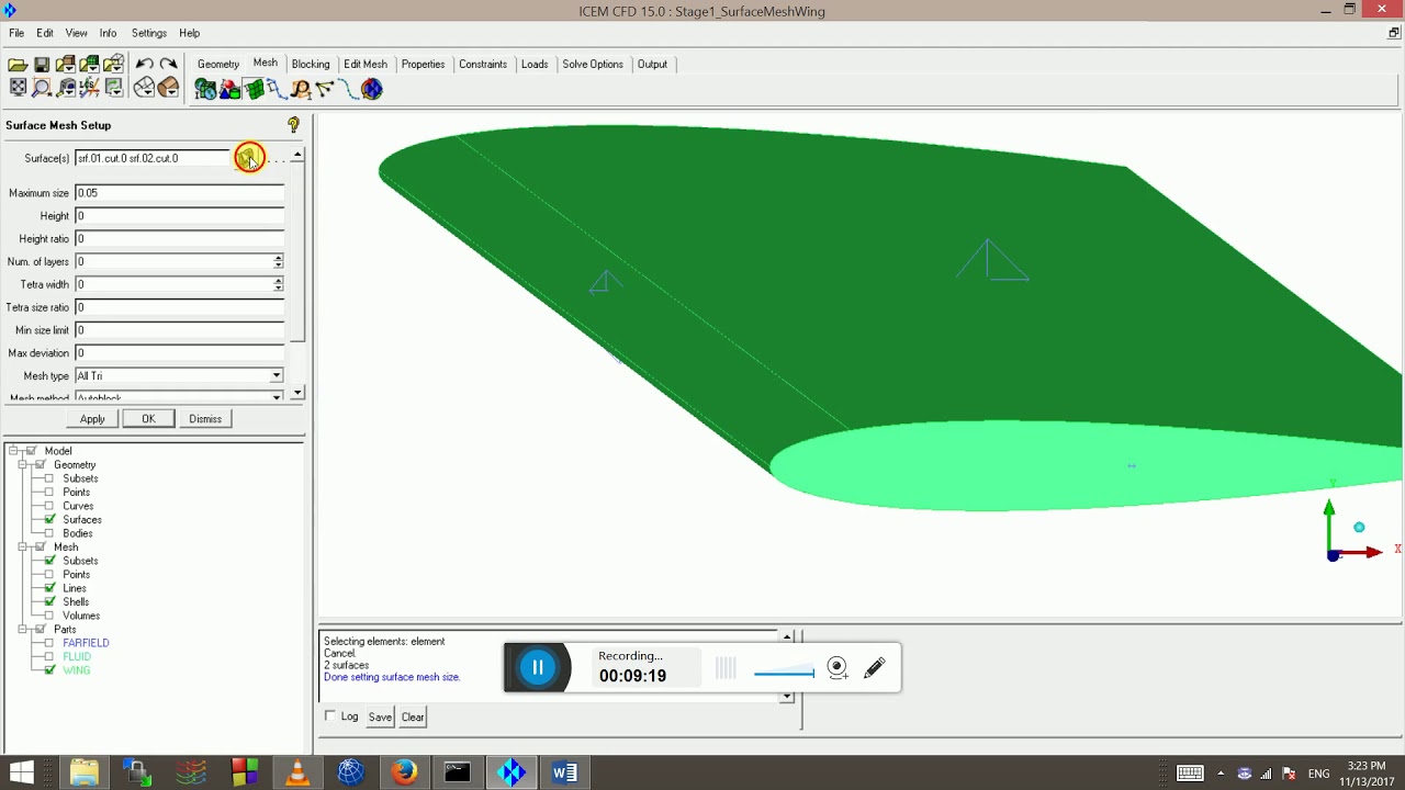 Lesson 6a -  Unstructured Surface Meshing - NACA wing ICEM CFD
