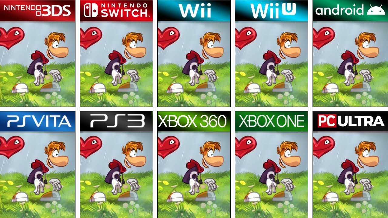 Rayman Origins in All Platforms: (Side by Side) 4K
