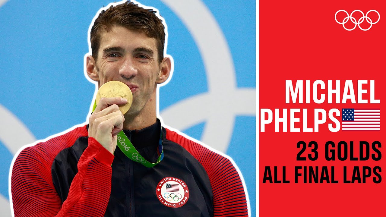 Every Michael Phelps 🇺🇸gold medal final lap!