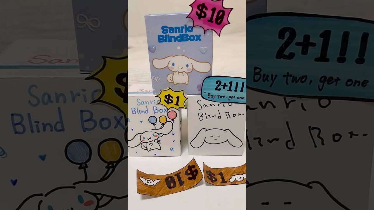 $0,$1,$10 cinnamoroll blind box! #diy#sanrio#craft#papercraft#blindbag#asmr#unboxing#kuromi#blindbox