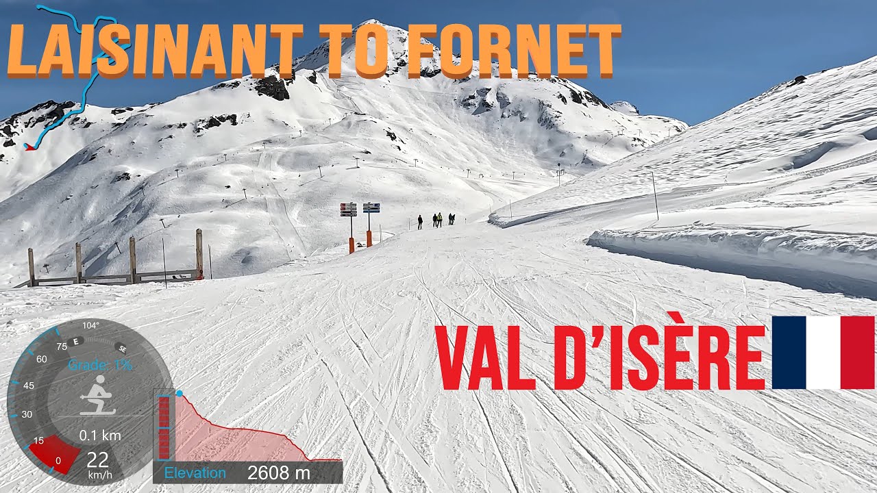 [4K] Skiing Val d'Isère, Laisinant to Fornet via Table Orientation & Mangard, France, GoPro HERO11