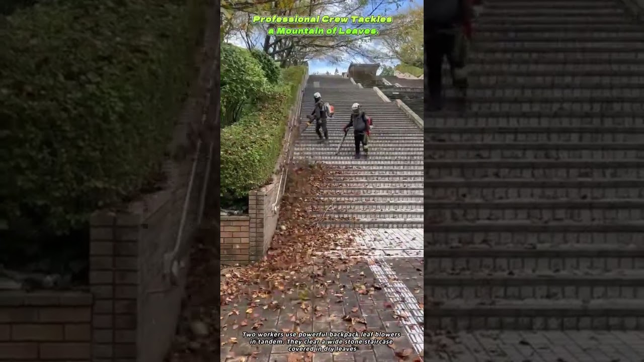 Professional Crew Tackles a Mountain of Leaves