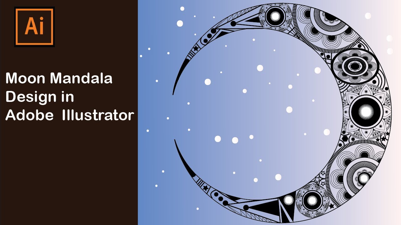 Illustrator Tutorial||Moon Mandala Design in Adobe Illustrator#Rotate Tool#MandalaArt#MoonArt