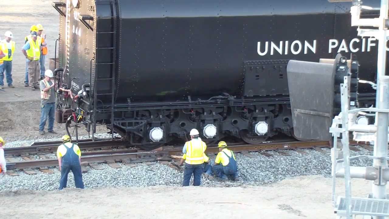 UP 844 Tender Splitting the Derail at Sacramento.mp4