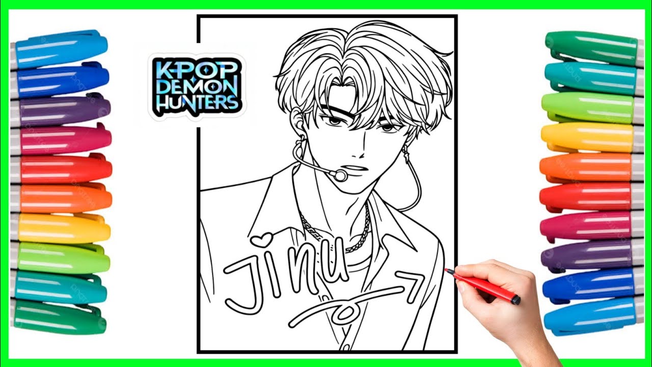 Раскраска K-pop "Охотники на демонов" Джину | НОВЫЕ раскраски K-pop "Охотники на демонов"