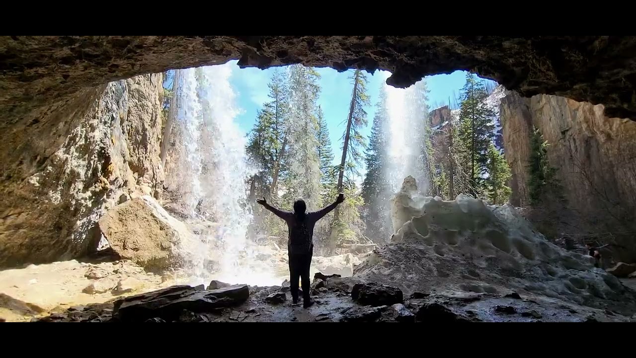 Behind the Spouting Rock falls, Hanging Lake, Glenwood Springs, Colorado.