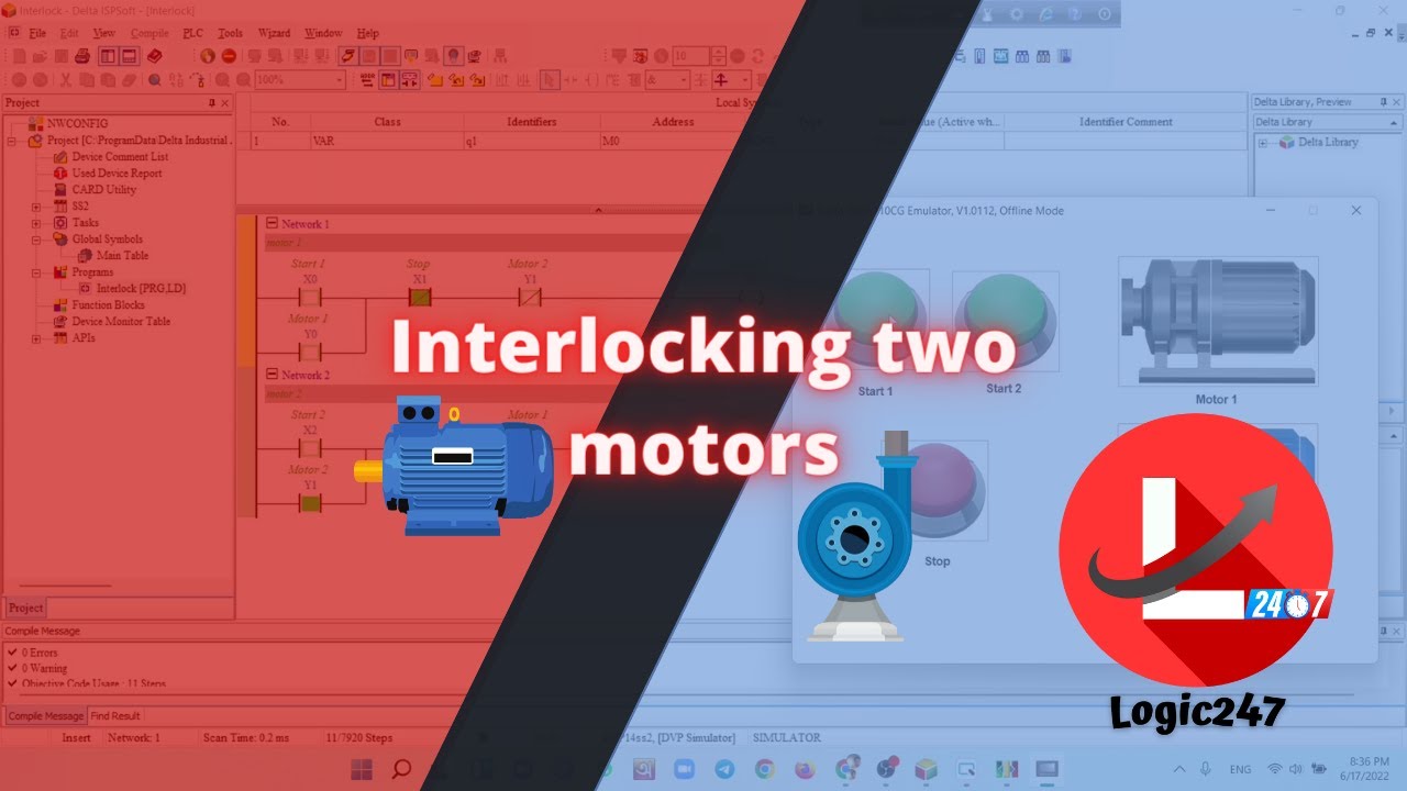 Interlocking Two Motors Using DVP14SS2 and HMI design.