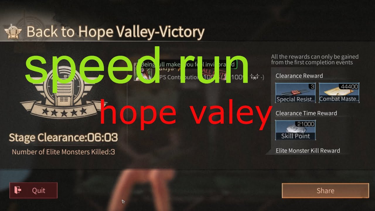 lifeafter speed run hopevaley