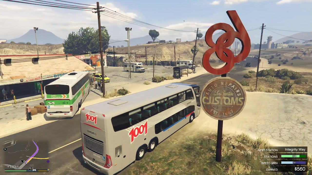 GTA V Onibus Viação 1001 Marcopolo Paradiso G7 1800 DD Antiga Rodoviária 1.2 Rota 04 Mod Bus.