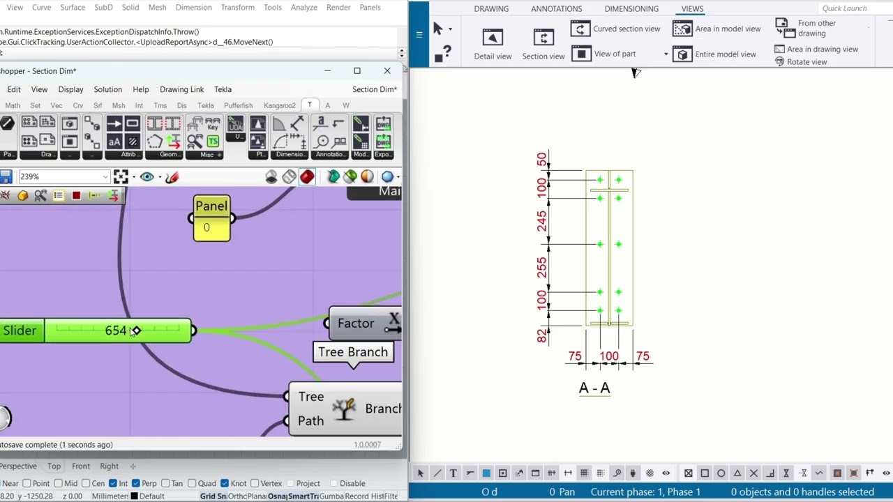 Tekla Grasshopper Drawing: “How to create Bolt Dimension in Section View Step by Step”