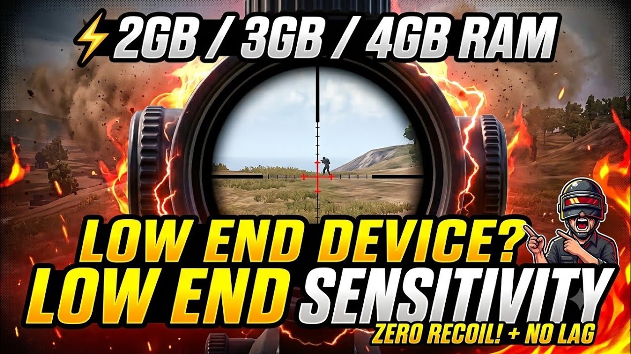 LOW-END DEVICE SENSITIVITY BGMI NEW UPDATE 🚀 | 2GB, 3GB, 4GB RAM Zero Recoil Code