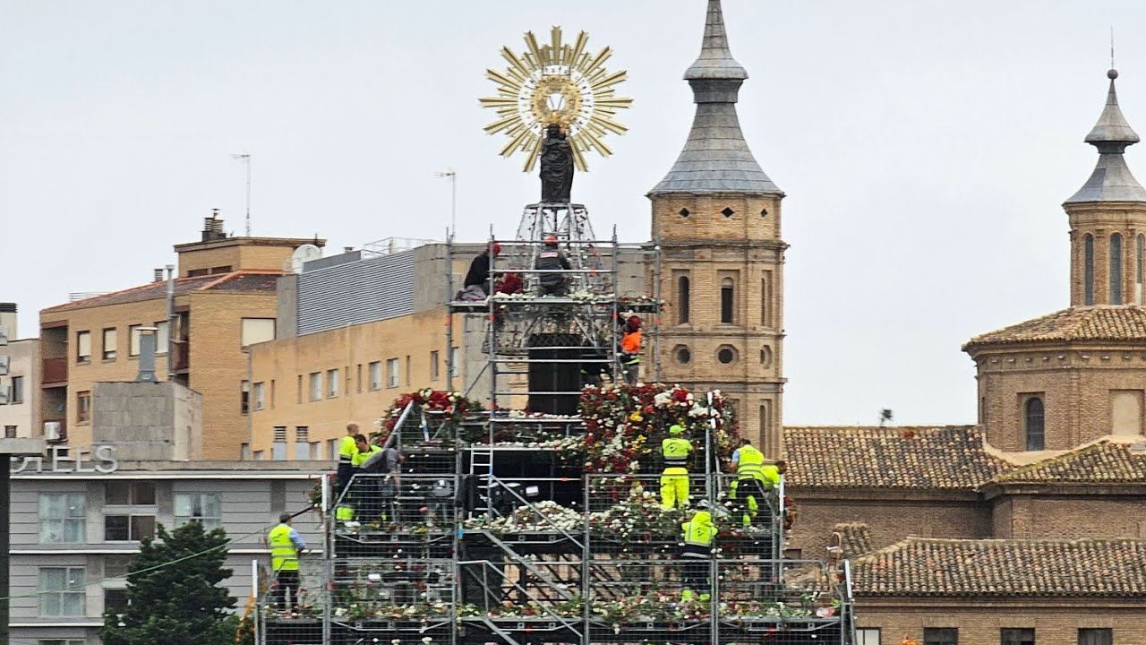 Desmontan la Ofrenda de Flores en Zaragoza 2024 las flores irán para hacer compost #dstylezgz
