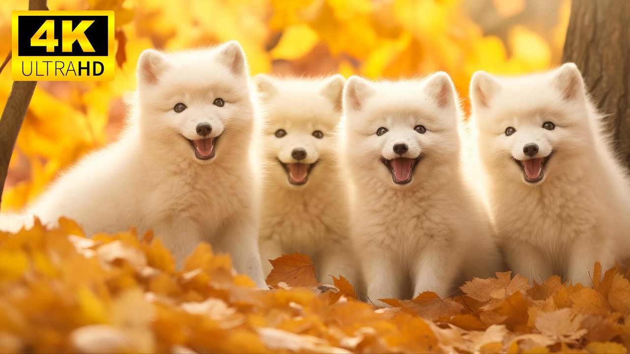 Beautiful Autumn Baby Animals With Relaxing Music (Colorfully Dynamic), Soothing Music