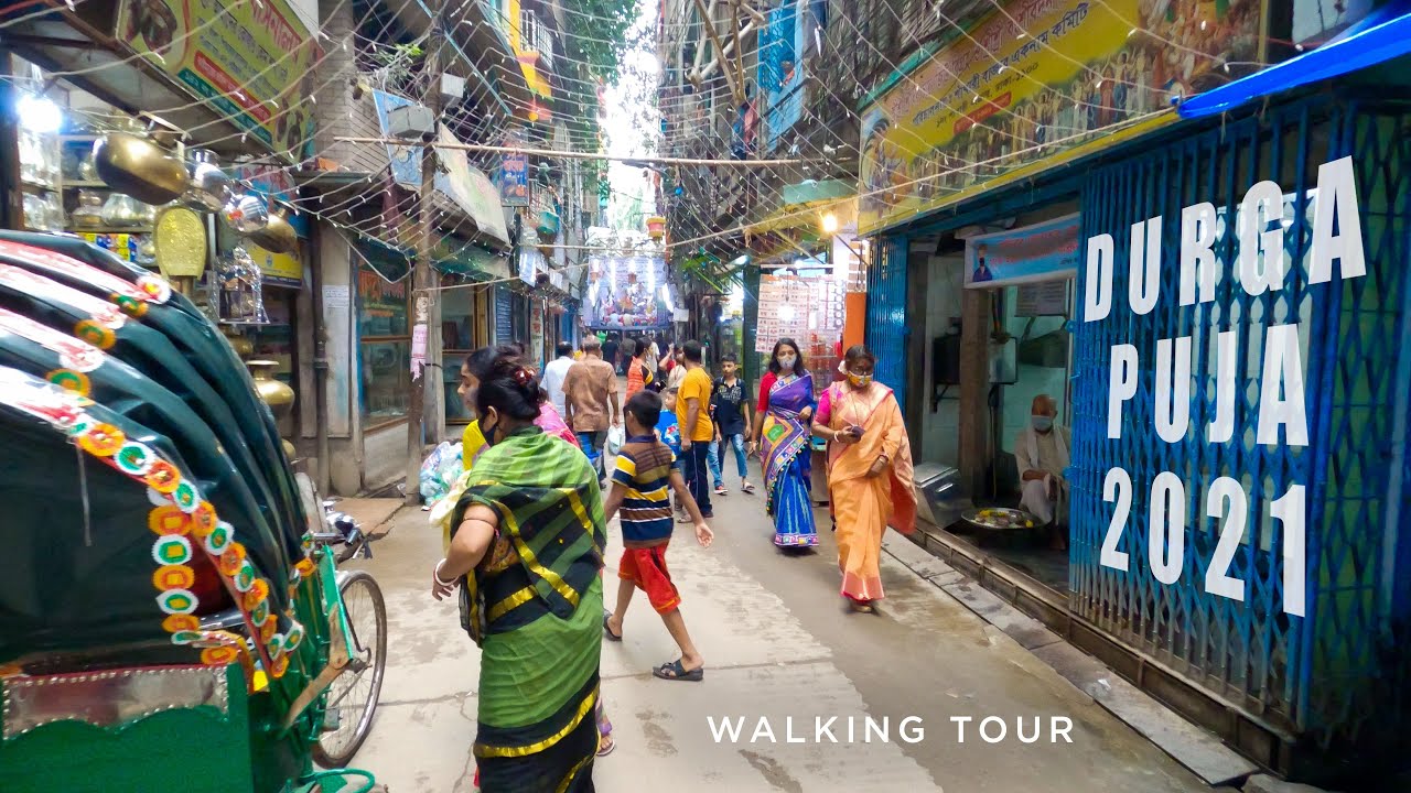 Shankhari Bazar (Durga Puja 2021) Walking Tour, Dhaka Bangladesh (4K)